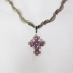 Pendant 45cm - Trevina-Khaki Braid - Pendant 45cm - Laiton argenté